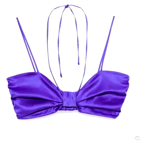 Zara Purple Tie Top Satin. New - Picture 7 of 7